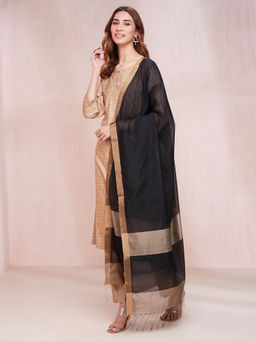 Fabindia - Black Viscose Silk Woven Dupatta