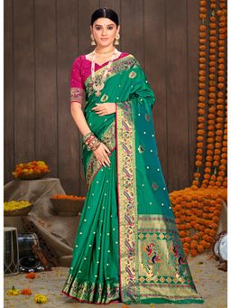 EXCLUSIVA - Green Paithani Saree with Unstitched Blouse