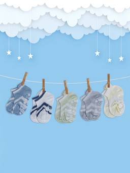 Baby Moo - Stripes Comfy Anti-Skid Adorable Socks - Multicolour (Pack of 5)