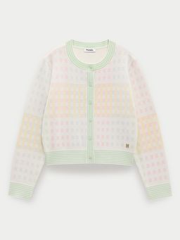 Pomelo - Pastel Check Button Cardigan - Multi