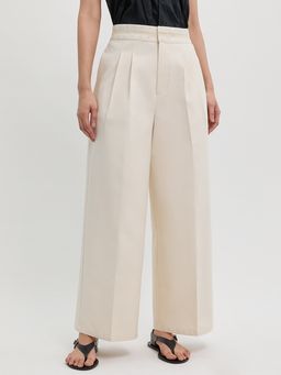 Pomelo - Pleated Wide Leg Pants - White