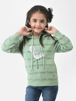 CRIMSOUNE CLUB - Girls Green Sweatshirt with Graphic Detailing