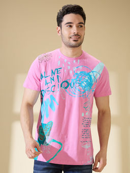 Being Human - Mens Baby Pink Easy Fit Crew Neck T-Shirt