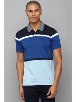 Allen Solly - Men Blue Colorblock Polo Neck T-Shirt