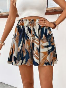 Outzidr - Multicolour Flowy Paper Bag Shorts