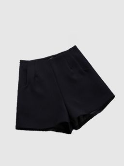 Outzidr - Black Semi Formal Pintucked Shorts