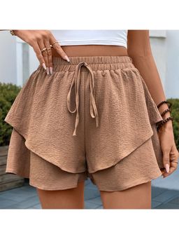 Outzidr - Brown Flowy Vacay Shorts
