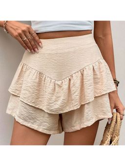 Outzidr - Beige Relaxed Flowy Shorts