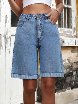 Outzidr - Blue Bermuda Denim Shorts