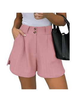 Outzidr - Pink Double Button Relaxed Shorts