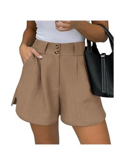 Outzidr - Khaki Double Button Relaxed Shorts