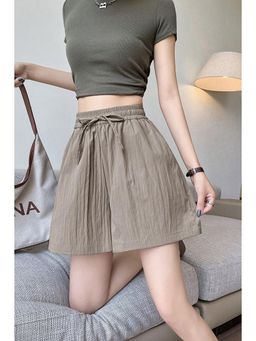 Outzidr - Brown Relaxed Fit Elasticated Drawstring Shorts
