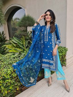 House Of Muher - Aashna Teal Blue Kurta Set