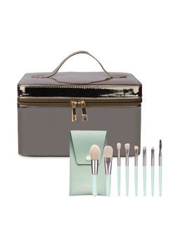 NFI Essentials - Charcoal Cosmetic Box & Makeup Brush with Pouch (Set of 9)