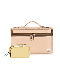 NFI Essentials - Makeup Cosmetic Organizer Box and Pouch for Women (Set of 2)