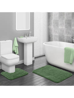 OBSESSIONS - Polyester Solid 2 Pieces Bath Mat (L)70 X (W)50 cm Green