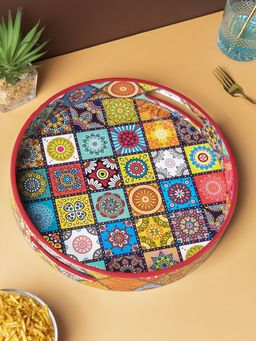 Voncasa - Traditional Round Multi Style Tray With Handle