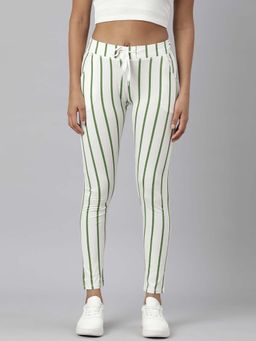 SHOWOFF - Green Stripes Jeggings