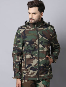 MountMiller - Men's Camouflage 12 Zipper SoftShell Ripstop Tactical Hooded Jacket | Multi-Pocket