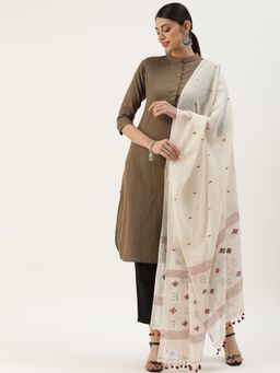 ArtEastri - White Cotton Woven Dupatta