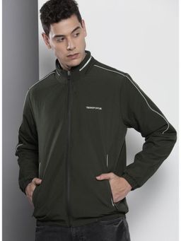 The Indian Garage Co - Men Slim Fit Solid High Neck Full Sleeves Jacket