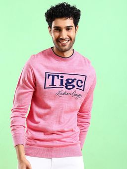 The Indian Garage Co - Men Regular Fit Self Design Crew Neck Full Sleeves Sweater