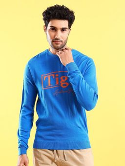The Indian Garage Co - Men Regular Fit Self Design Crew Neck Full Sleeves Sweater