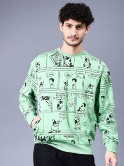 The Indian Garage Co - Men Oversized Fit Abstract Crew Neck Full Sleeves Sweatshirt