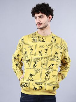 The Indian Garage Co - Men Oversized Fit Abstract Crew Neck Full Sleeves Sweatshirt