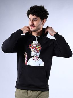 The Indian Garage Co - Men Relaxed Fit Printed Hooded Full Sleeves Sweatshirt