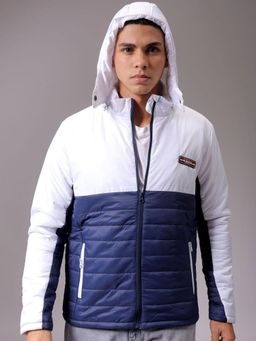 The Indian Garage Co - Men Slim Fit Colorblock Hooded Full Sleeves Jacket