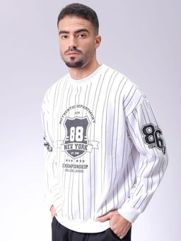 The Indian Garage Co - Men Relaxed Fit Striped Crew Neck Full Sleeves Sweatshirt