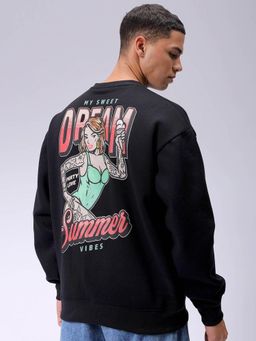 The Indian Garage Co - Men Oversized Fit Printed Crew Neck Full Sleeves Sweatshirt