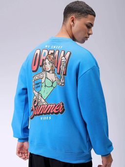 The Indian Garage Co - Men Oversized Fit Printed Crew Neck Full Sleeves Sweatshirt