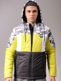 The Indian Garage Co - Men Slim Fit Camouflage Hooded Full Sleeves Jacket