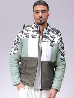 The Indian Garage Co - Men Slim Fit Camouflage Hooded Full Sleeves Jacket