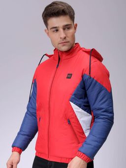 The Indian Garage Co - Men Slim Fit Colorblock Hooded Full Sleeves Jacket