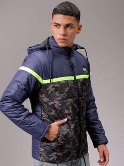 The Indian Garage Co - Men Slim Fit Camouflage Hooded Full Sleeves Jacket