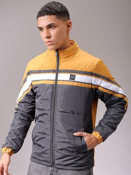 The Indian Garage Co - Men Slim Fit Colorblock High Neck Full Sleeves Jacket