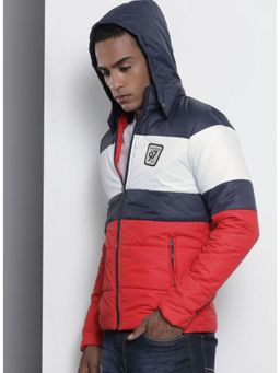 The Indian Garage Co - Men Slim Fit Colorblock Hooded Neck Full Sleeves Jacket