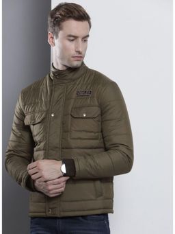 The Indian Garage Co - Men Slim Fit Solid High Neck Full Sleeves Jacket
