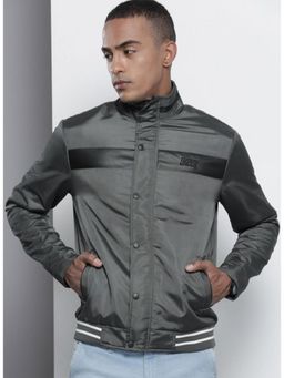 The Indian Garage Co - Men Slim Fit Solid High Neck Full Sleeves Jacket