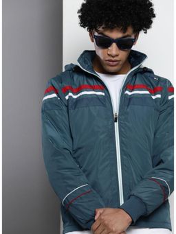 The Indian Garage Co - Men Slim Fit Printed Hooded Full Sleeves Jacket