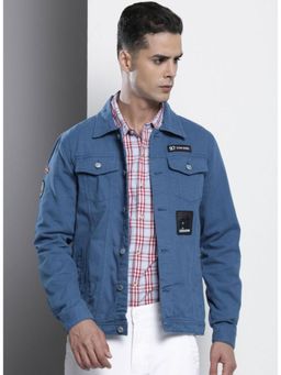 The Indian Garage Co - Men Slim Fit Self Design Collar Neck Full Sleeves Jacket