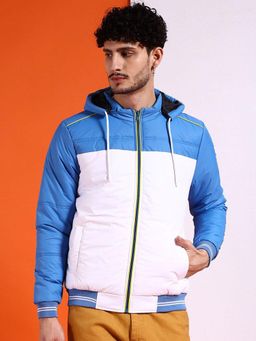 The Indian Garage Co - Men Regular Fit Colorblock Hooded Full Sleeves Jacket