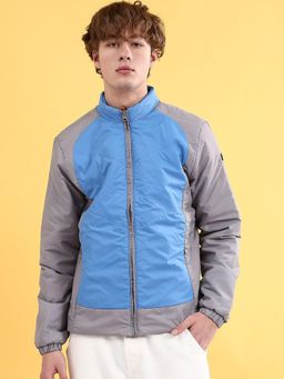 The Indian Garage Co - Men Regular Fit Colorblock High Neck Full Sleeves Jacket