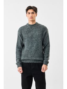 Snitch - Grey Textured Full Sleeves Relaxed Casual Sweater for Men