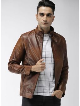 The Indian Garage Co - Men Slim Fit Solid Mandarin Neck Full Sleeves Jacket