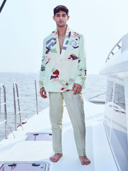 Nirmooha - Off White Linen Straight Pant