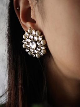 PAYA - Kundan and Pearl Big Round Studs